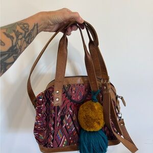 Multicolor Nena & Co. Sonia Bag with Brown Leather Accents